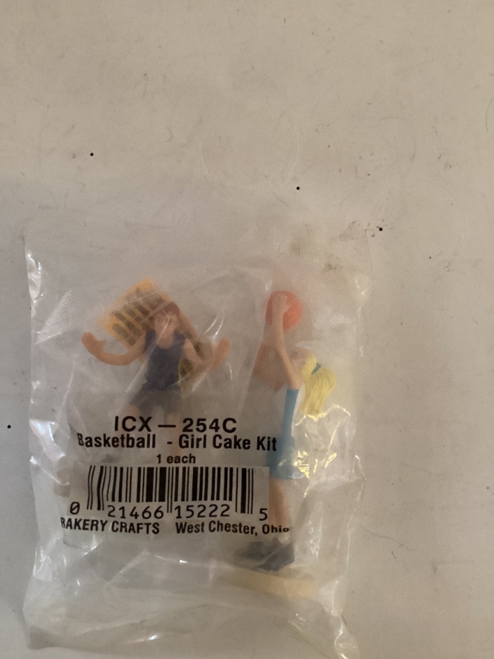 Vintage set of 2 girl basketball detailed plastic cake toppers
